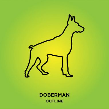 Doberman anahat profilinden yeşil zemin üzerine