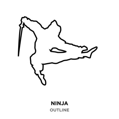 Ninja anahat beyaz zemin üzerine saldıran