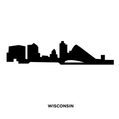 Wisconsin siluet siyah beyaz arka plan üzerinde