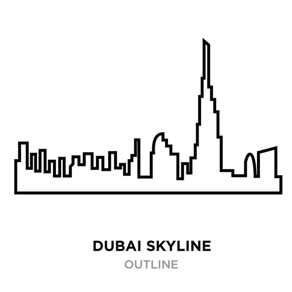 Dubai skyline contorno sobre fondo blanco, ilustración vectorial — Archivo Imágenes Vectoriales