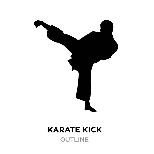 Karate kick silhouet op witte achtergrond, vectorillustratie — Stockvector