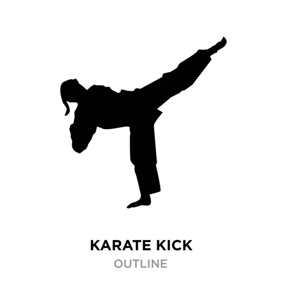 Karate kick silhouet op witte achtergrond, vectorillustratie — Stockvector
