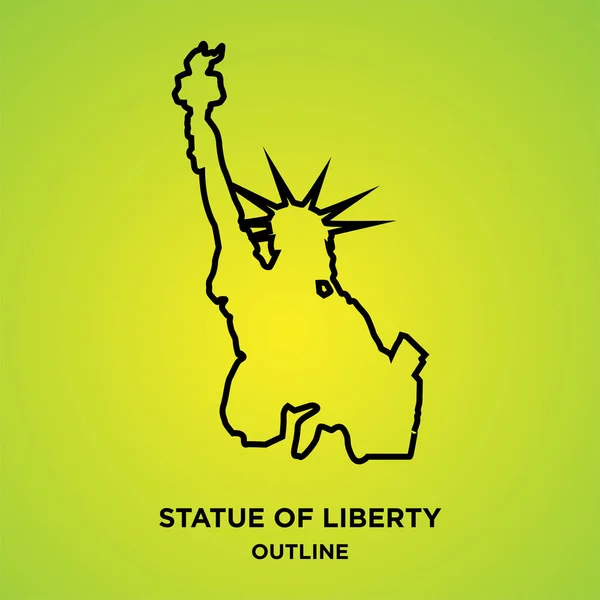 Statue of liberty outline on green background — Stock Vector