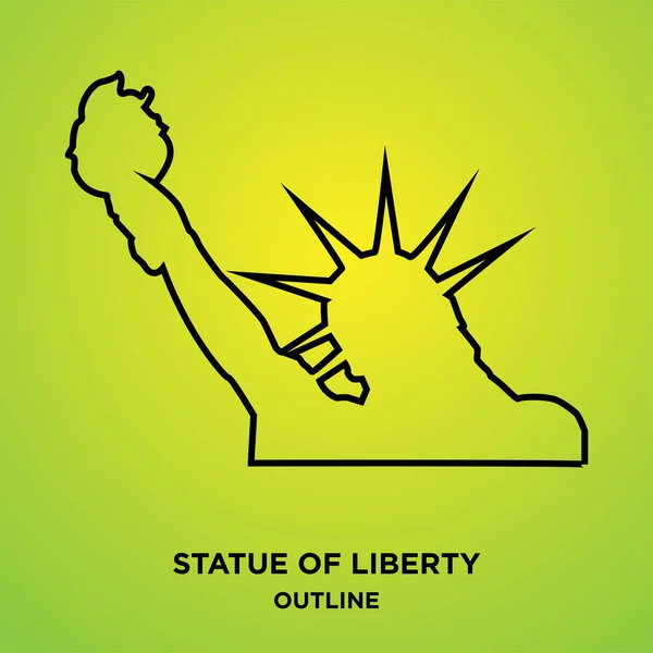 Statua della libertà contorno su sfondo verde — Vettoriale Stock