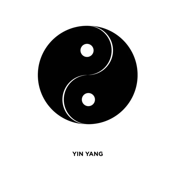 Yin yang silhouette sur fond blanc, en noir à pois blancs — Image vectorielle