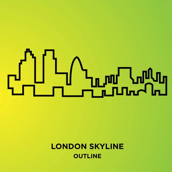 Umriss der Londoner Skyline auf grünem Hintergrund — Stockvektor