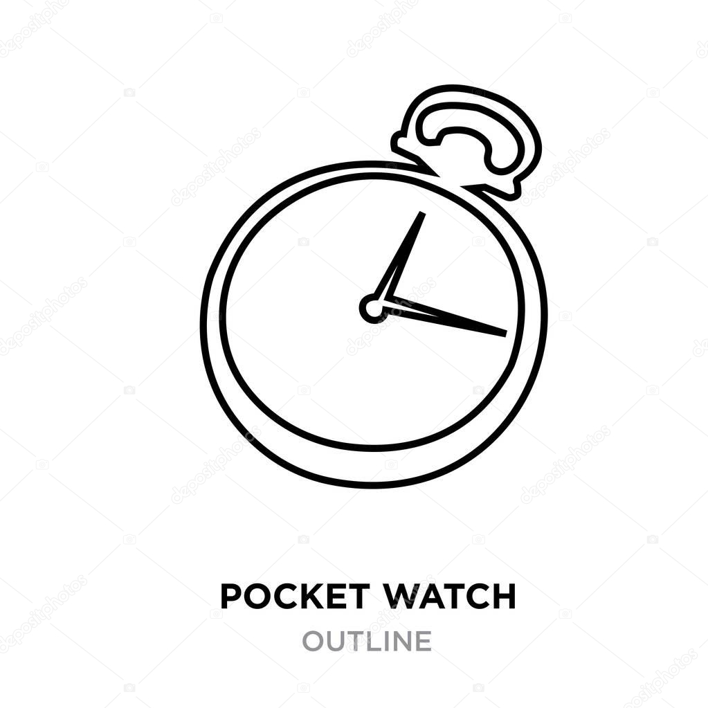 Pocket watch outline on white background, vector illustration — Stock