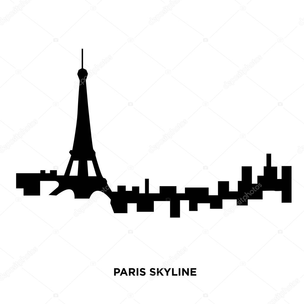 paris skyline silhouette on white background, in black