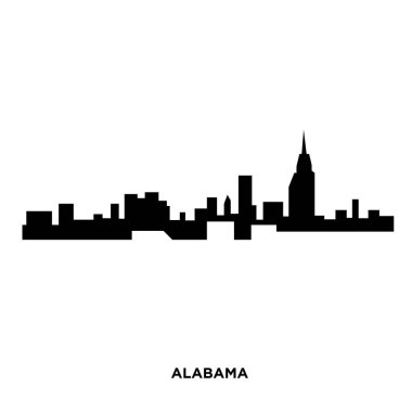 Alabama siluet siyah beyaz arka plan üzerinde
