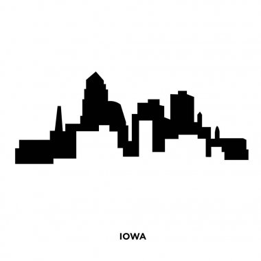 Iowa siluet siyah beyaz arka plan üzerinde