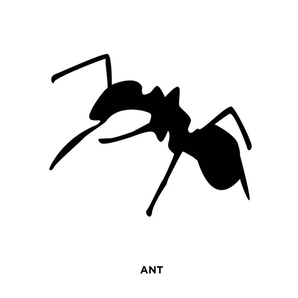 Antsilhouette op witte achtergrond, in zwart — Stockvector