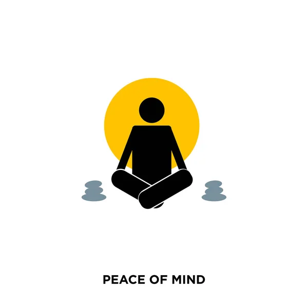 Spokój umysłu ikona na białym tle, czarno-żółty, medytacji, wektor ikona ilustracja mężczyzna — Wektor stockowy