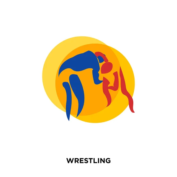 Wrestling ikona na białym tle, w orange, ikona ilustracja wektorowa — Wektor stockowy