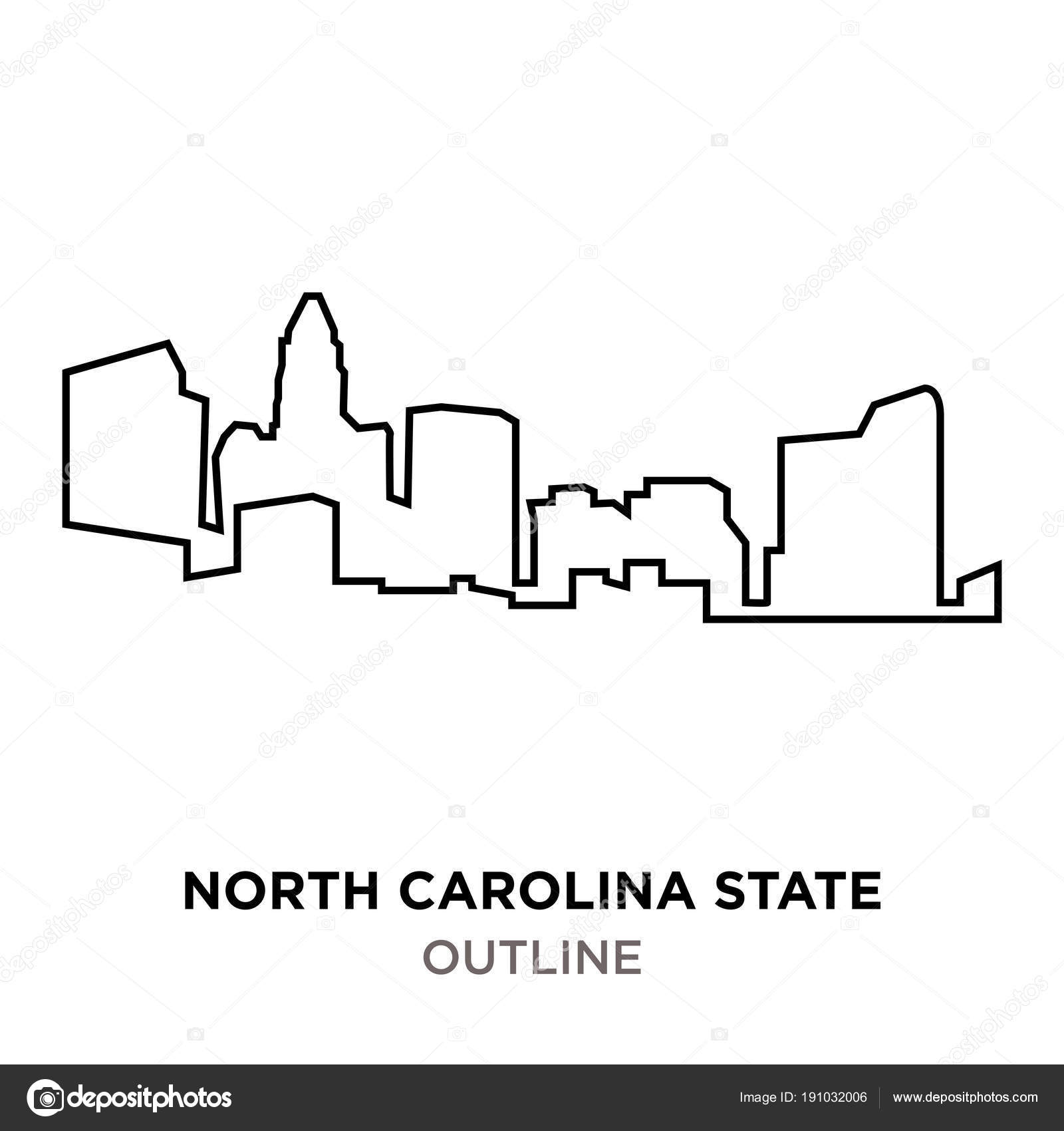 north carolina state outline on white background stock vector