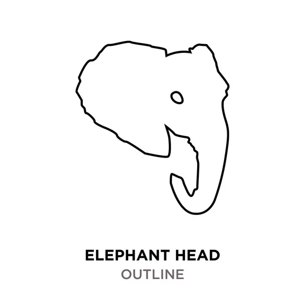 Elefantenkopf-Umriss auf weißem Hintergrund — Stockvektor
