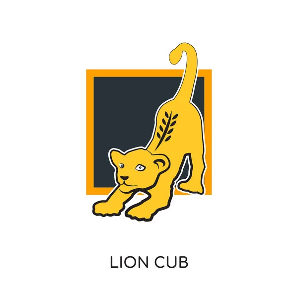 Leeuw cub logo geïsoleerd op een witte achtergrond voor uw web, mobiele — Stockvector