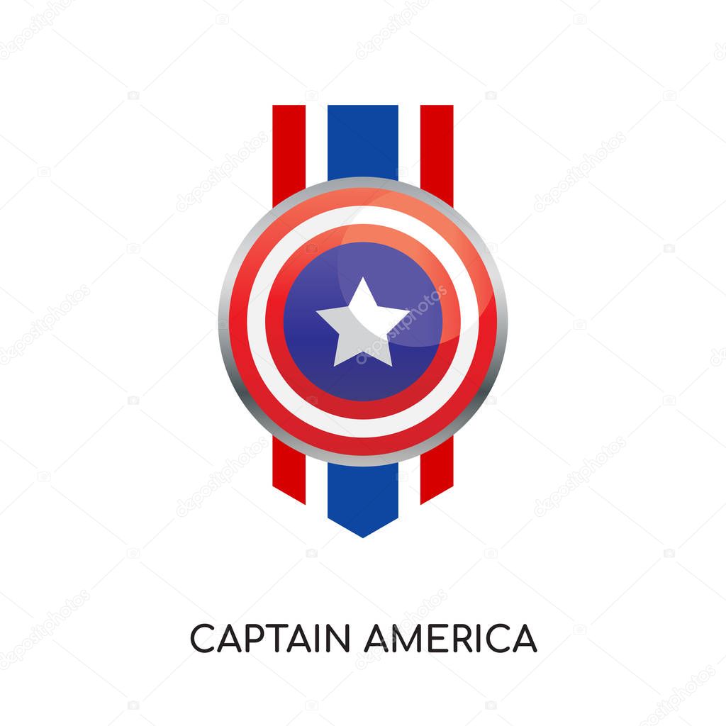Captain america logo isolated on white background for your web, mobile and app design