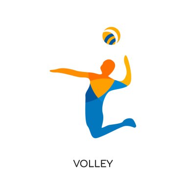 web, mobil için beyaz arka plan üzerinde izole logo voleybolu bir