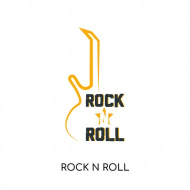 Rock n roll Web'iniz mobi için beyaz arka plan üzerinde izole logosu