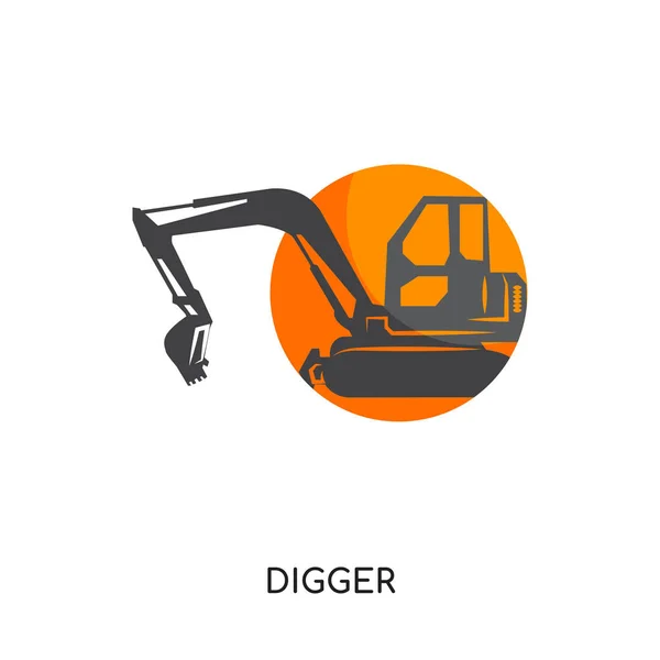 Digger logo na białym tle na białym tle dla sieci web, mobilnych — Wektor stockowy