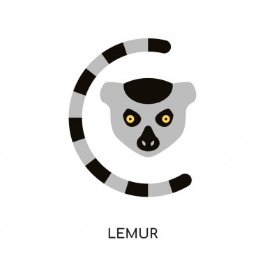 Beyaz arka plan üzerinde renkli vektör simge izole lemur logosu, 