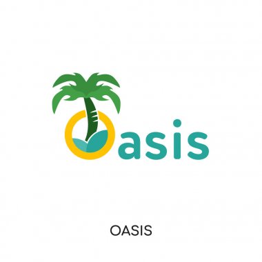 Beyaz arka plan üzerinde renkli vektör simge izole oasis logosu, 
