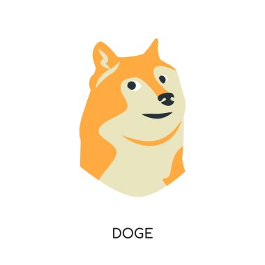 izole beyaz arka plan, renkli vektör simgesi, b doge logosu