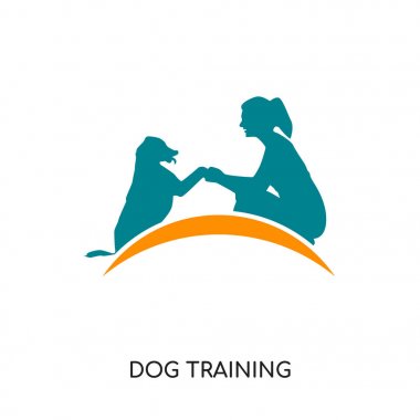 Beyaz arka plan üzerinde renkli izole logosu fikirler eğitim köpek 