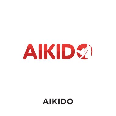 Beyaz arka plan üzerinde renkli vektör simge izole aikido logosu,