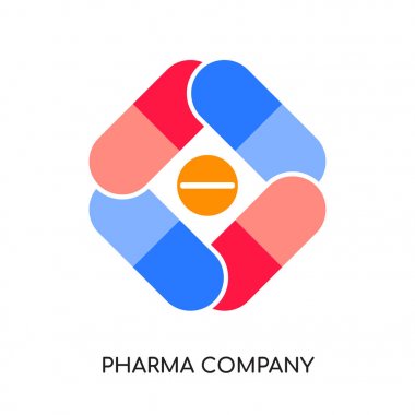 Beyaz arka plan üzerinde renkli vect izole pharma şirket logosu