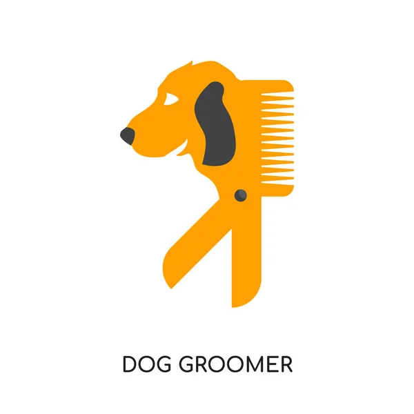 白い背景に、カラフルなベクトルに分離された犬 groomer ロゴ — ストックベクタ