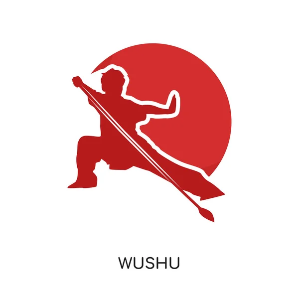 Wushu logo geïsoleerd op een witte achtergrond, kleurrijke vector pictogram, — Stockvector