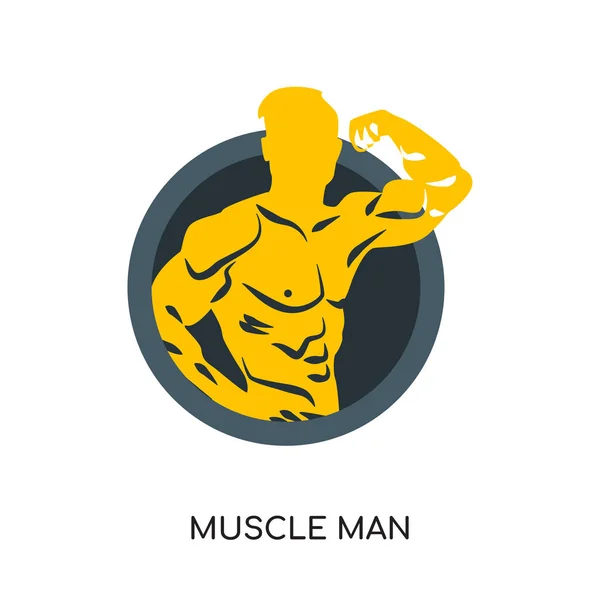 Muscle homme logo isolé sur fond blanc, coloré marque si — Image vectorielle
