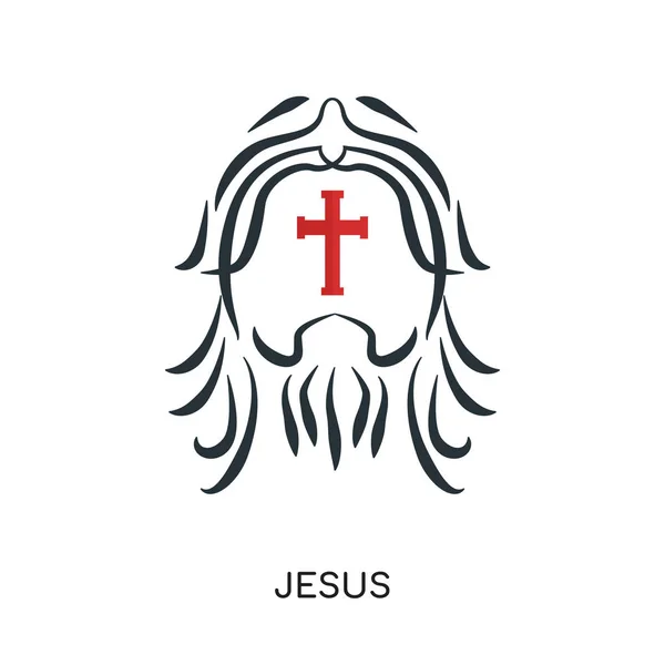 लोगो यीशु सफेद पृष्ठभूमि पर अलग, रंगीन ब्रांड चिह्न और — स्टॉक वेक्टर