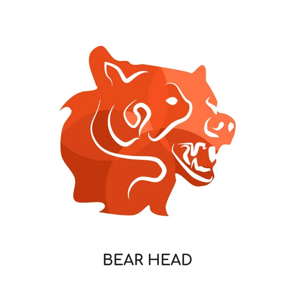 Urso cabeça logotipo vetor ícone isolado no fundo branco, colorfu —  Vetores de Stock