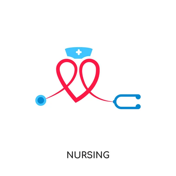 Logotipo de enfermería aislado sobre fondo blanco, signo de marca colorido — Vector de stock