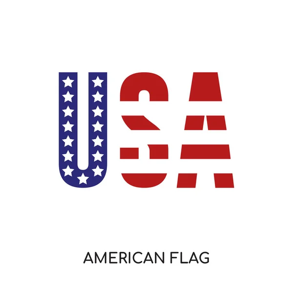 Bandeira americana logotipo design isolado no fundo branco, colorfu —  Vetores de Stock