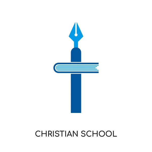 Projeto do logotipo da escola cristã isolado no fundo branco, colo —  Vetores de Stock