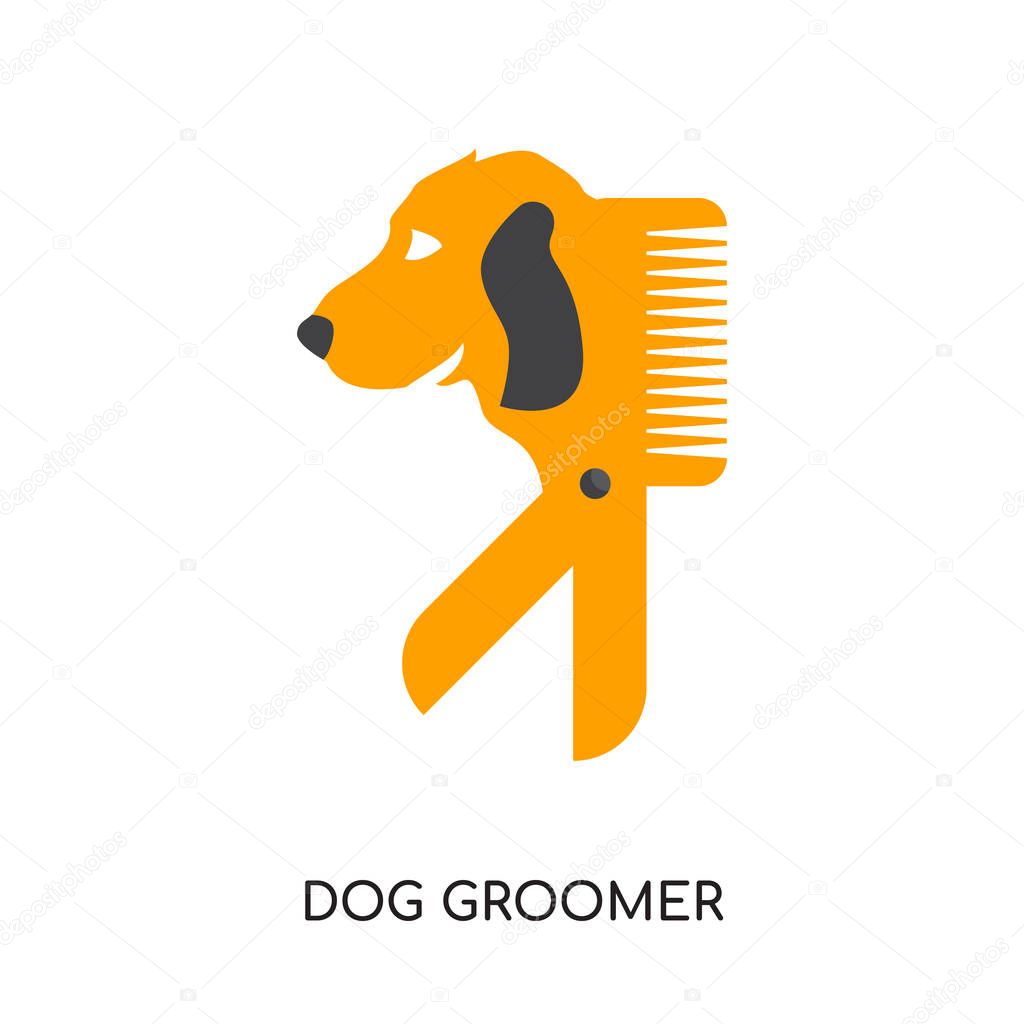 Dog groomer logo isolated on white background for your web and mobile app design , colorful vector icon, brand sign & symbol for your business