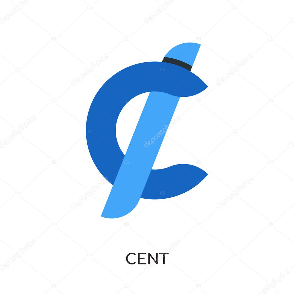 cent logo isolated on white background , colorful vector icon, b