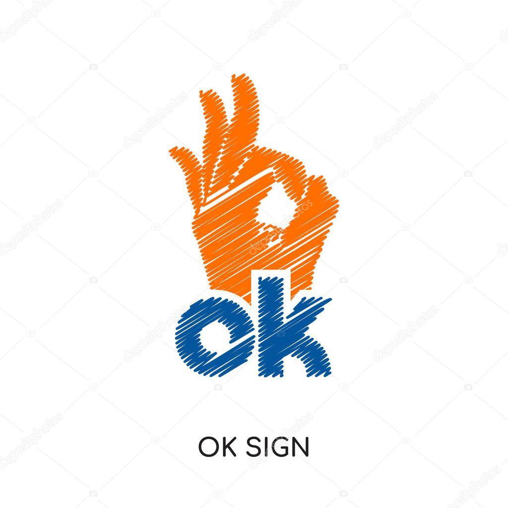 Ok sign logo isolated on white background for your web and mobile app design , colorful vector icon