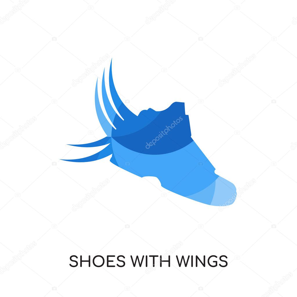 Shoes with wings logo isolated on white background for your web and mobile app design , colorful vector icon, brand sign & symbol for your business