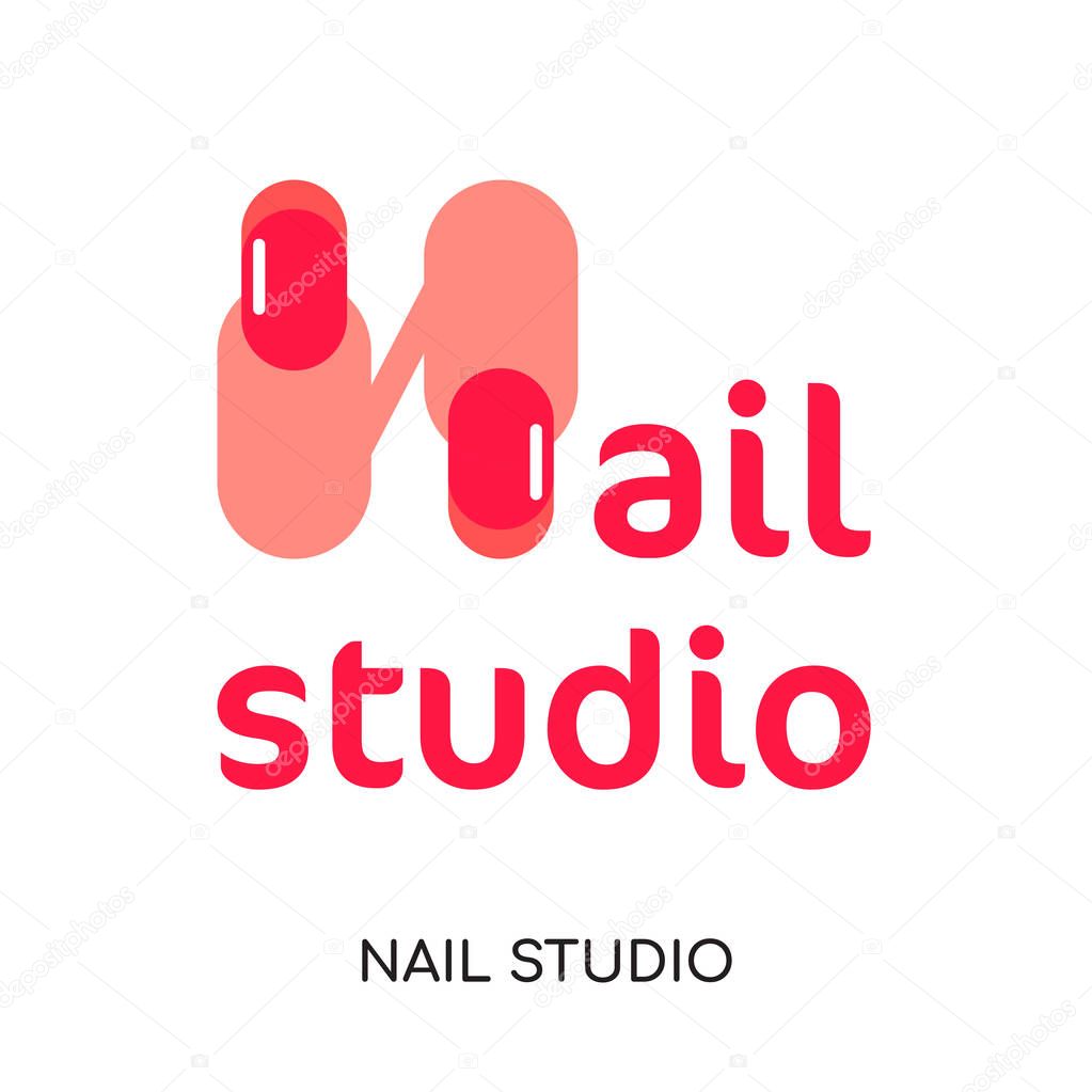 Nail studio logo isolated on white background for your web and mobile app design , colorful vector icon, brand sign & symbol for your business