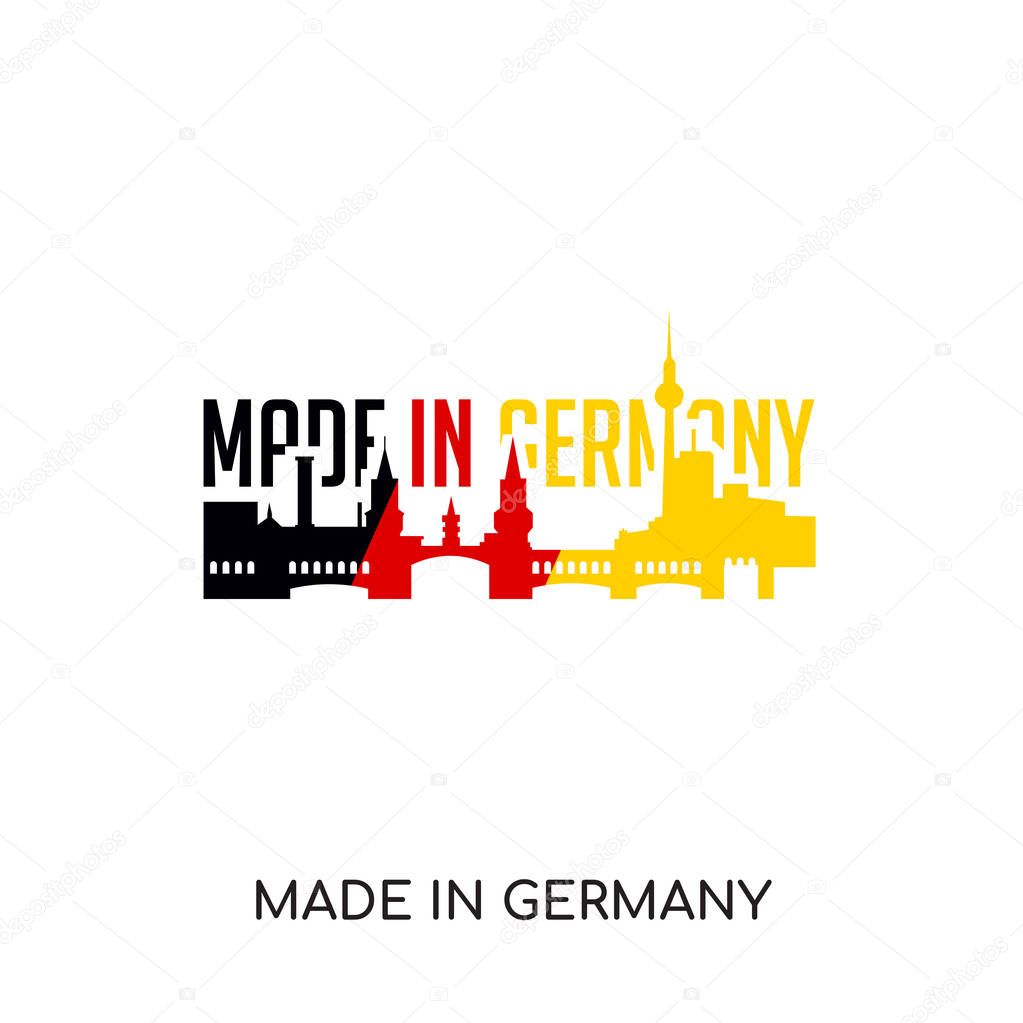 Made in germany logo isolated on white background for your web and mobile app design , colorful vector icon, brand sign & symbol for your business