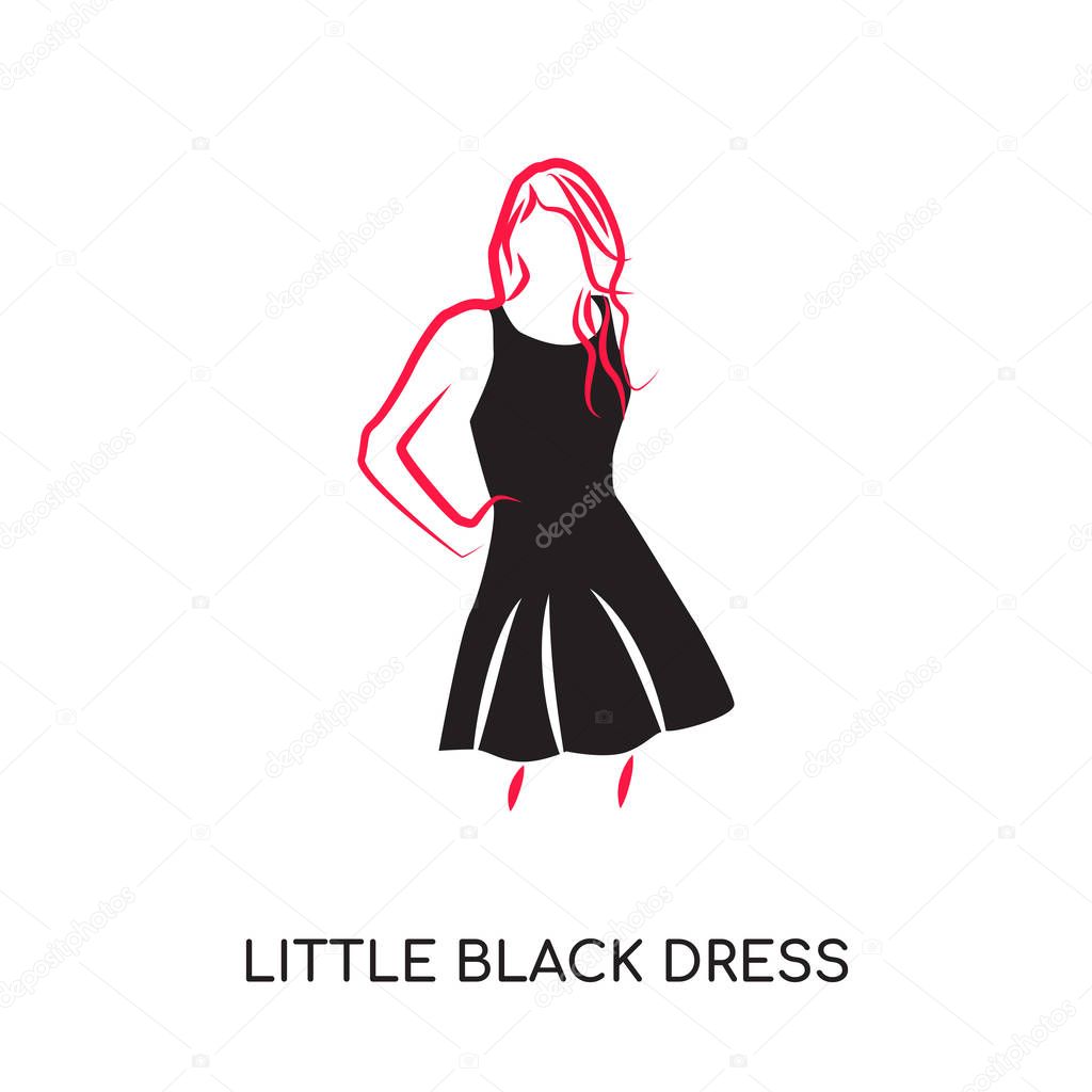 little black dress logo isolated on white background , colorful 