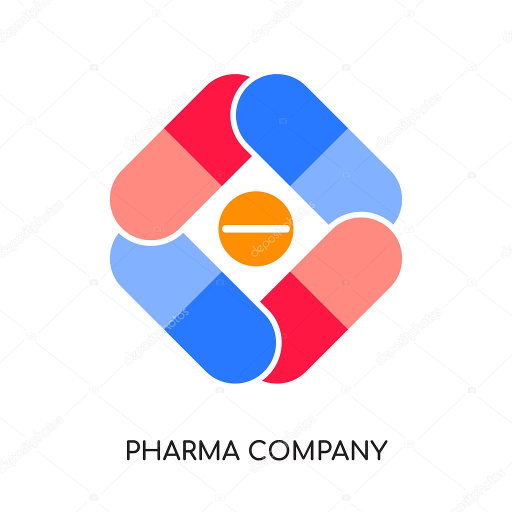 Pharma company logo isolated on white background for your web and mobile app design , colorful vector icon, brand sign & symbol for your business