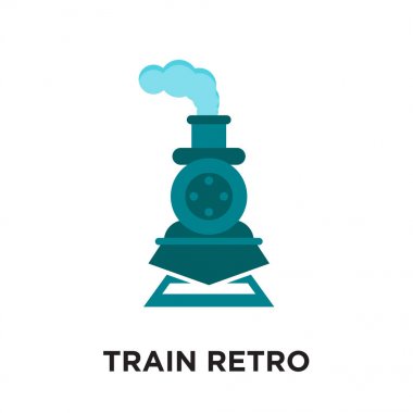 Beyaz arka plan üzerinde renkli vektör izole logo tren retro 
