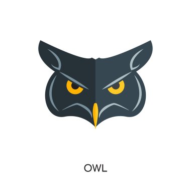 Beyaz arka plan, renkli marka işareti ve sy izole logo baykuş