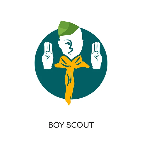 Menino scout logotipo imagens isoladas no fundo branco, colorido ve — Vetor de Stock