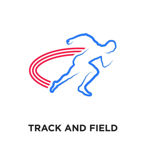 Track & field logo geïsoleerd op een witte achtergrond, kleurrijke vec — Stockvector